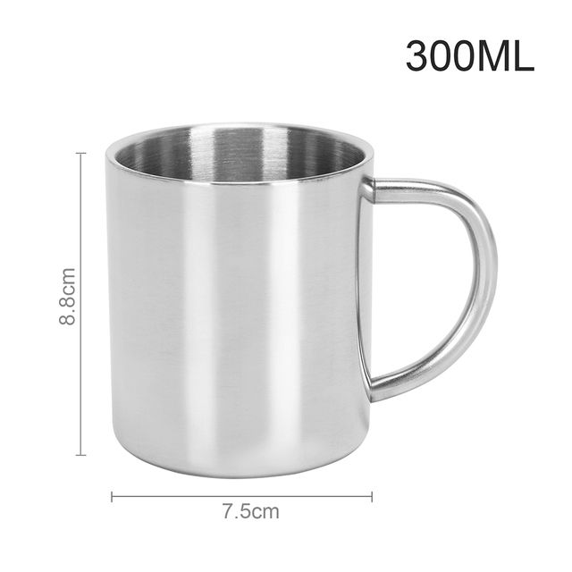 ร้อน220300400มิลลิลิตรผนังสองต่อต้านลวกแก้วกาแฟฉนวนแบบพกพา304สแตนเลสขัดเบียร์ชาน้ำผลไม้ดื่มถ้วย