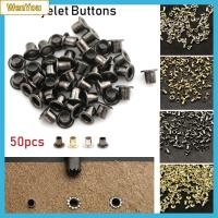 WENYOU 50pcs 1.5/2.0/2.5MM อุปกรณ์เย็บผ้า Mini Ultra-small หัวเข็มขัดตุ๊กตา DIY ปุ่มตาไก่โลหะ หัวเข็มขัด อุปกรณ์เสริมกระเป๋าตุ๊กตา