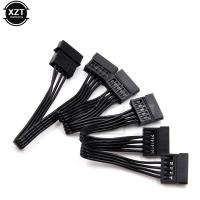 【❖】 The Auto Zone 1ชิ้นสีดำสำหรับฮาร์ดไดรฟ์ HDD SSD Pc เซิร์ฟเวอร์ DIY 4Pin IDE Molex ถึง5-Port 15Pin SATA สายไฟสายไฟตะกั่วลวดความเร็วสูง