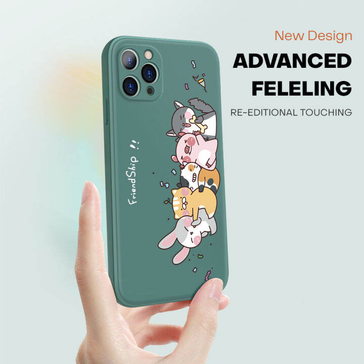 เคส-ggk-สำหรับ-realme-c30s-เคสโทรศัพท์ลายการ์ตูนสัตว์มิตรภาพปลอกซิลิโคนน้ำทรงสี่เหลี่ยมดั้งเดิมเคสป้องกันทนแรงกระแทกกล้องคลุมทั้งหมด