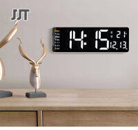 JJT นาฬิกาแขวน 11นิ้ว นาฬิกาปลุกอิเล็กทรอนิกส์ไฟ LED ทรงสี่เหลี่ยม 11ขนาดนาฬิกาแขวน นาฬิกาแขวนผนัง 3 มิติร่วมสมัย ปฏิทินนาฬิกาดิจิตอล นาฬิกาแขวน