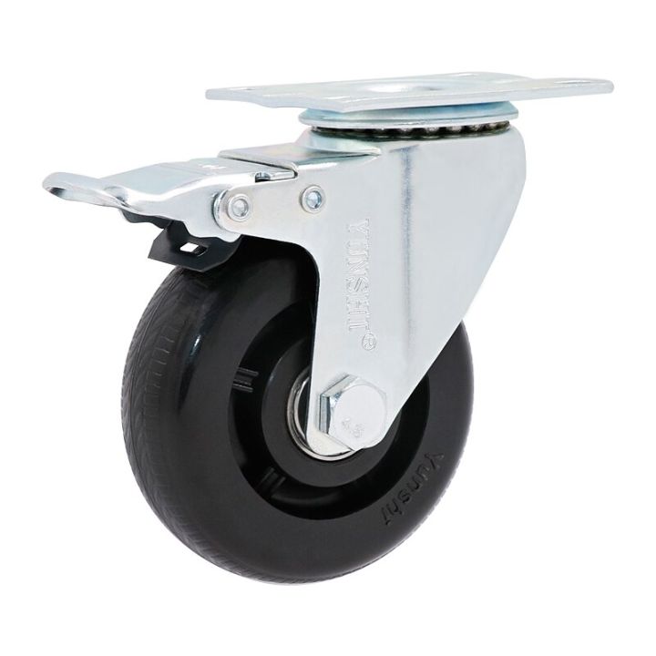 ultra-durable-3-inch-heavy-duty-loading-100kg-rubber-swivel-castor-wheels-trolley-caster-brake-with-brake-universal-wheel-furniture-protectors-replac