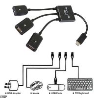 3 In1 M Icro OTG USB พอร์ตเกมแป้นพิมพ์เมาส์อะแดปเตอร์เคเบิ้ลสำหรับโทรศัพท์ Android แท็บเล็ตสีดำ USB แฟลชดิสก์โฮสต์เคเบิ้ล Hub สายอะแดปเตอร์เชื่อมต่อ SplitterERIP