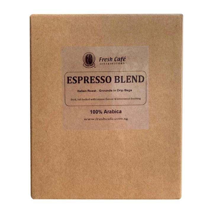 Fresh Cafe Espresso Blend Roasted Ground Coffee Grounds In Drip Bags