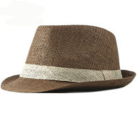 HT2378ฤดูร้อนผู้หญิงผู้ชาย Fedoras หมวกฟางสั้น Brim Trilby หมวกปานามาผู้ชาย Straw Beach Sun หมวกสำหรับชาย Breathable Fedora หมวก