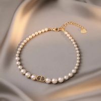 [COD] pearl necklace womens summer light luxury niche design sense advanced splicing fashion temperament neck choker clavicle chain