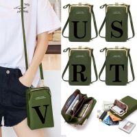 Sarung ponsel layar sentuh Universal tas bahu 26 huruf cetak sarung ponsel kulit tahan air untuk IPhone Xiaomi Huawei Samsung