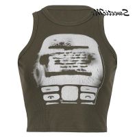 COD SDGREYRTYT Sweeticme Womens Abstract Print Contrast Vest