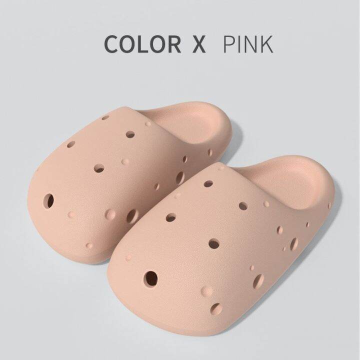 2023-new-fashion-version-cartoon-cheese-slippers-womens-summer-baotou-can-be-worn-outside-thick-bottom-indoor-bathroom-sandals-can-be-diy-couple-hole-shoes