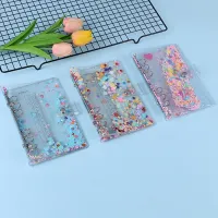 2023 A5 A6 Glitter Bead Shell Transparent Notebook Planner Organizer Binder Books Journal Spiral Personal Clear Shell Cleaning Tools