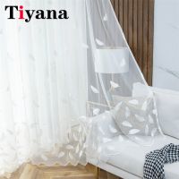 French White Embroidery Feather Bedroom Sheer Tulle Curtains For Living Room Window Drapes Balcony Transparent Tulle Curtains