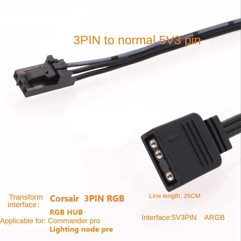 Corsair RGB Fan Hub to Standard ARGB 3-pin 5V Adapter