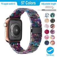 ☼ Resin Watchband for apple watch 7 6 5 band 44mm iwatch 42mm Series 4 3 2 strap Wrist Accessories loop 40mm bracelet Replacement