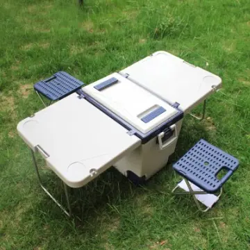 Cooler with chairs and hot sale table