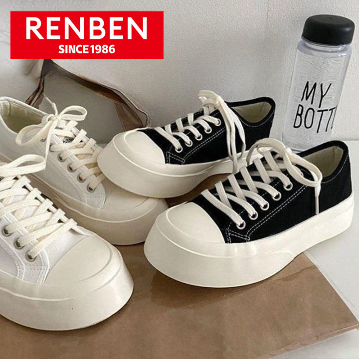 renben-รองเท้าผ้าใบผู้หญิง-สไตล์เกาหลี-สีขาว-รองเท้าสไตล์คอนเวิส-รองเท้าผ้าใบแฟชั่น