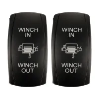 2X 7Pin Laser-Momentary Rocker Switch Winch in Winch Out 12V ON-OFF-ON LED Light Blue