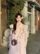 XIANG NIAN NI Long woolen coat Hepburn style woolen coat