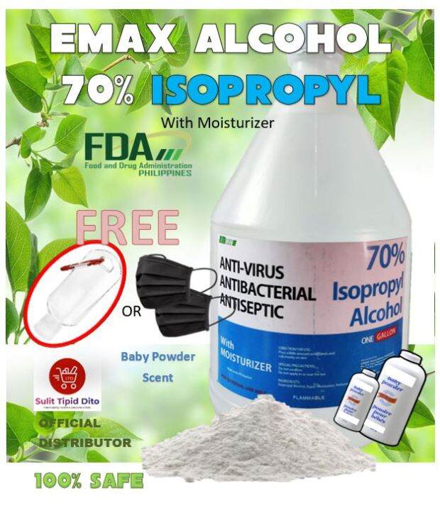1 Gallon 70 Isopropyl Alcohol Baby Powder Scent EMAX FDA Approved 3.2L with Moisturizer Lazada PH