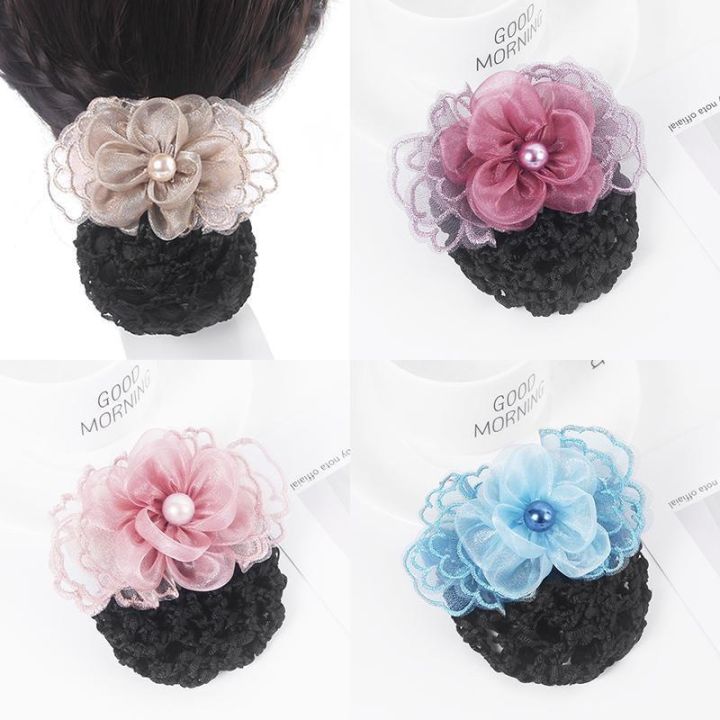 fashion-stewardess-hair-clip-nurse-head-flower-with-hair-net-korean-version-of-the-new-adult-ladies-flower-hair-accessories