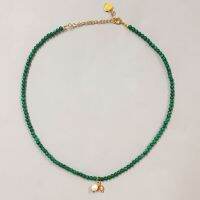 พิมพ์ Malachite หินผู้หญิงประดับลูกปัดกระดูกไหปลาร้าโซ่จี้ Choker เครื่องประดับง่าย