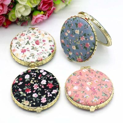 1pc Mini Makeup Compact Pocket Floral Mirror Portable Two-side Folding Make Up Mirror Women Vintage Cosmetic Mirrors For Gift Mirrors