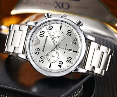 Armani นาฬิกาข้อมือผู้ชาย,นาฬิกาข้อมือแฟชั่นสายสเตนเลสสตีลสำหรับผู้ชาย