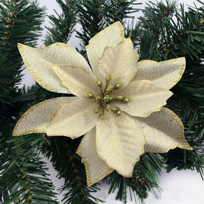 8pcs Merry Christmas Artificial Flower Ornaments for Christmas Tree Decoration enfeites de natal Fake Flowers 13cm