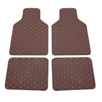 Universal Fit 4pcs PU Leather Car Floor Mat Waterproof Foot Pads Protector for Spills, Dog, Pets, Anti-Slip Front and Rear mats