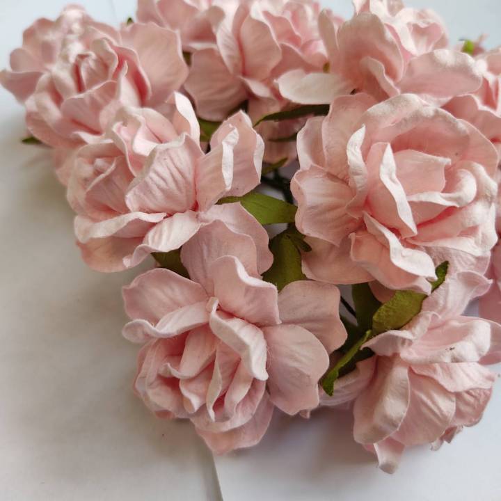5-ดอก-ชมพูพาสเทล-ดอกไม้กระดาษ-ดอกไม้ประดิษฐ์-ดอกกุหลาบ-45-มม-มีหลายสี-ดอกไม้กระดาษสา-ดอกไม้ทำมงกุฎ-พร้อมส่ง