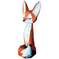 3D Papercraft DIY Paper Model Sitting Fox Sculpture Home Decoration Puzzles Animals Models Origami Gifts Adult Toy Living Room
