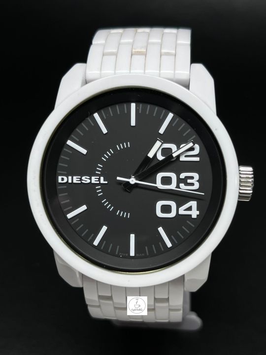 นาฬิกาข้อมือผู้ชาย-dieesel-รุ่น-dz1522-ตัวเรือนและสายนาฬิกาพลาสติกสีขาว-หน้าปัดสีดำ-รับประกันสินค้าเป็นของแท้-100-เปอร์เซนต์