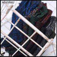 MYIERWU ถุงเท้าถักย้อนยุคยาวระบายอากาศผ้าไหมสีเงินสีทองถุงเท้าผู้หญิงสีแวว