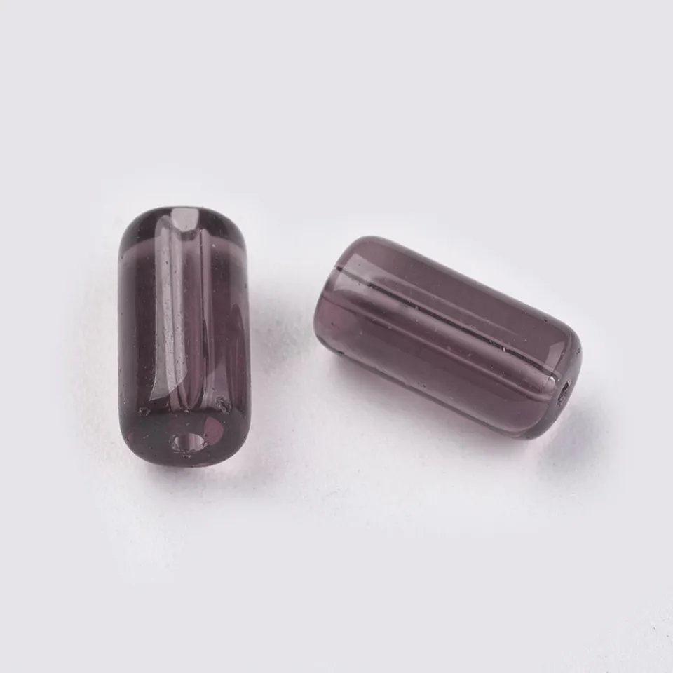 Mixed Transparent Glass Tube Beads, about 10mm long, 4mm thick, hole: about  1mm