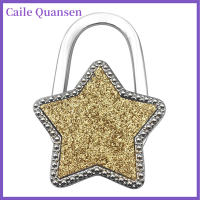 Caile 1pcs BAG Hook เงาพับสังกะสีโลหะผสม rhinestone Star ตารางขอบกระเป๋าถือแขวน