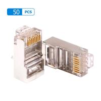 ตัวแปลงตัวเชื่อมต่อสายเคเบิลแจ๊คเสียบหัวสัญญาณLAN RJ45คริสตัล Cat6พร้อมโล่โลหะ