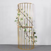 2 Pcs Wedding Arch Square Backdrop balloon Stand Background Shiny Gold Plating Outdoor Artificial Flower Door Shelf Frame