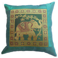 Cushion cover pillow ปลอกหมอนผ้าไหมจีนลายกลางช้างใหญ่ สำหรับห้องนอน ห้องรับแขก ขนาด 40 X 40 cm