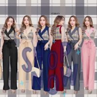 SS17399 Jumpsuit BBR แขนกุดขายาว ผูกโบว์เอว