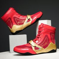 Professional mens and womens boxing shoes, breathable, wear-resistant, anti slip wrestling and combat training shoes