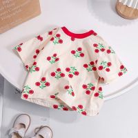 [Ready Stock New Product Promotion] 2-8 Years Old Korean Version Childrens Clothing Summer Style Pure Cotton Floral Girl Cute Short-Sleeved T-Shirt Super Baby Round Neck Fashion Cartoon Top