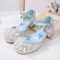 ❈▨ Disney Frozen Elsa Princess Sofia Girls High-heeled Sandals 2022 Summer New Childrens Princess Shoes Crystal Sandals Gift Girls