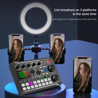 F998 Sound Card Bluetooth-Compatible Microphone Sound Mixer Sound Card with Microphone Set Studio Record Live Audio Mixer