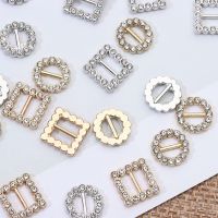 10Pcs/Set 5mm Mini Tri-glide Belt Buckle Round/Square Doll Buttons Shiny Rhinestones Buckles DIY Doll Clothing Shoes Bag Buckles Belts