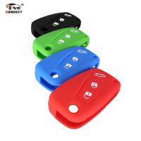 ☼❁ Dandkey Flip Silicone Remote Key Shell Case Cover For FIAT 500 Punto Ducato Stilo Panda Bravo Navy Minibus Doblo Grande 3 Button