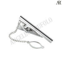 ANGELINO RUFOLO Tie Clip ดีไซน์ One Line เข็มหนีบเนคไทโรเดียมคุณภาพเยี่ยม ตัวเรือนสีเงิน