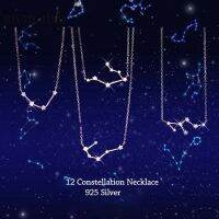 Creative Rhinestone Inlay Twelve Constellations Pendant Alloy Necklace/ Fashion Simple Pray Lucky Metal Clavicle Chain