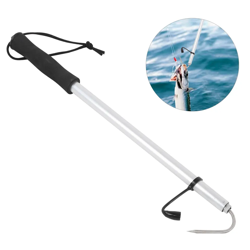 Available] 1.2M Telescopic Sea Fishing Gaff Aluminum Alloy Pole Stainless  Steel Hooks Fishing Gear