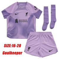 22/23 Top Quality ชุดผู้รักษาประตู Liverpool สีม่วง สําหรับเด็ก ไซซ์ 16-28