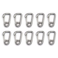 304สแตนเลสความปลอดภัย Mountaineering Buckle M6x60MM Carabiner Snap Hook Link ฤดูใบไม้ผลิ Clasps Pcak Of 10