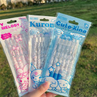 Sanrio เจลปากกา12-36ชิ้น Kawaii H Ello K Itty Kuromi Melody Cinnamoroll การ์ตูนนักเรียนเครื่องเขียนเขียนปากกาโรงเรียน0.5ถุงสีดำ